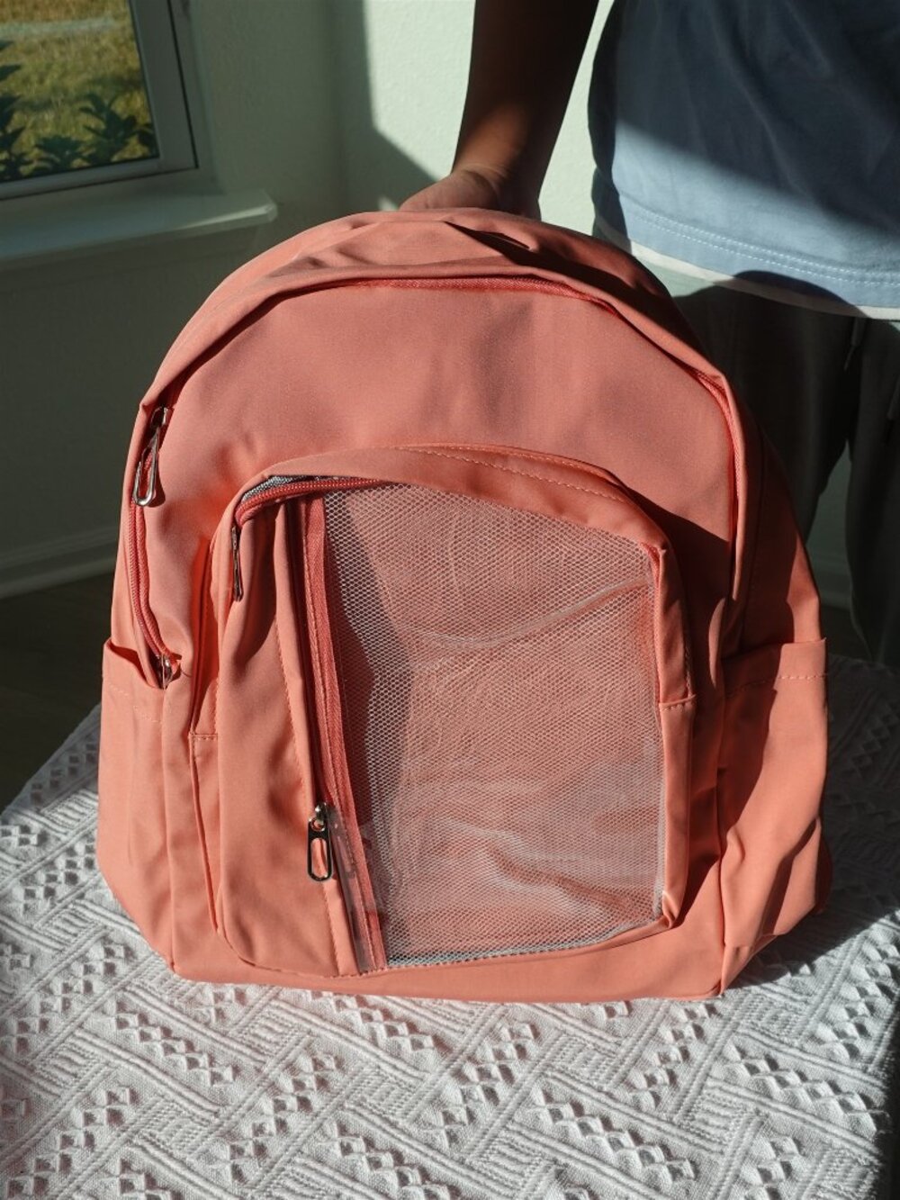 Burnt Orange Ita Backpack Kawaii Anime Pin Display Clear Window